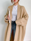 Gray Big Size Thick Knitting Cardigan Sweater Loose Fit V-Neck Long Sleeve Women New Fashion Tide Autumn Winter 2022