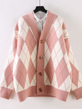 Women Knitted Sweater Loose Single Breasted Students V-neck Lovely Knitwear Korean Oversize Cardigan Winter