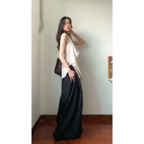 Girls Design Feel Hanging Neck Vest Bare Shoulder Dress Female Summer New Temperament Loose Broad Legs Casual Pants