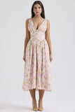Summer New Body-Body Sling Dress Fashion Print V-Neck Temperament