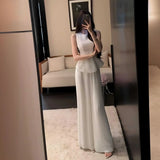 Waistcoat Loaf Side Dress With Wide Leg Pants Fashionable Suit Woman 2025
