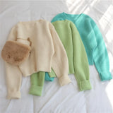 Short knitted Sweater Women 2022 New Pullover Autumn Winter loose Outer Wear Student Base Thick Lazy female Top