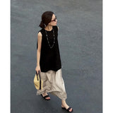 Fashion Collar Sleeveless Vest Loose Dress Sweet Sweet Folded Skirt