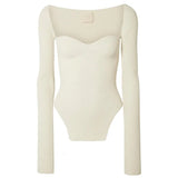 new spring and summer fashion women clothes sqaure collar full sleeves elastic high waist sexy pullover