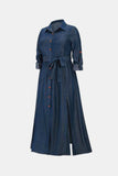 Tie Waist Collared Demin