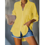 Ladies Shirt Solid Color Large Size Casual Loose Buckle Shirt Women's