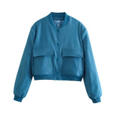 Women's ZA Autumn New Large Pocket Bomber
