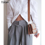 Sexy Streetwear White Hollow Out Blouse Shirt Summer Backless Lace Up Top 2022 Fashion Loose Blouses Turn Down Collar