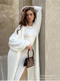 Autumn And Winter Hot Sweater Suit Women Loose Long Version Imitation Cardigan + Open Fork