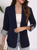 Spring And Autumn Fashion Casual Splicing Collar Repair Cardigan Temperament Suit