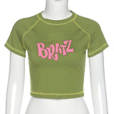 T-shirt y2k Vintage T-shirt Street goth T-shirt Harajuku black Women Short Sleeve Tee Tops BRATZ Print roupas