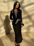 French Elegant Little Fragrant Knitted Dress Dress Women Fashion Collar Long Sleeve Slim