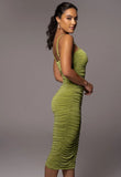 Sexy Pleated Strap Midi Party