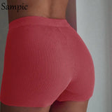Casual Fashion White Black High Waist Women Knitted Biker Bodycon Shorts Summer Cotton Sweat Mini Sexy Shorts