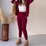2025 New Solid Color Strand Hooded Zip-Up Jacket Casual Home