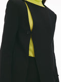 Fashion Women's Blazer Round Collar Loose Single Breasted Long Sleeve Asymmetric Black Suit Jackets Summer 2023 New
