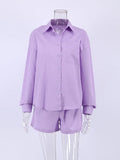 Casual Shorts Tracksuit Long Sleeve Womens Shirts And Hot Waist Shorts Two Pieces Suits Ladies Outfits Summer
