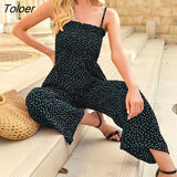 Backless Polka Dot Jumpsuit Loose Trousers Wide Pants Rompers Summer Holiday Women Clothing 2022 Female One Piece