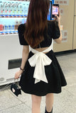 Woman Dress 2023 Vestidos De Mujer Square Collar Puff Sleeve Summer Robe Femme Chic Hollow Out Bandage Bow Sexy