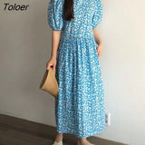 Daisy Floral Summer Women Dress 2023 Vintage Chic Loose Print Long Dresses Women High Waist Casual Dress Vestidos