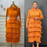 Folded High-Grade Sense Of Small Vintage Collar Lace With Waist Lotus Leaf Side Pressure Folded Elegant Dress