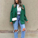 PUWD Casual Woman Green Long Sleeve Blazer 2021 Spring Fashion Ladies Loose Streetwear Outwear Female Elegant Solid Button