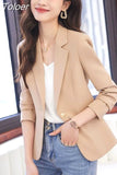 Women Office Lady Streetwear Korean Simple Elegant All-match Solid Long Sleeve Single Breasted Chic Lapel Collar Blazer