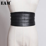 Multicolor Black Red Pu Leather Elastic Wide Belt Personality Women New Fashion Tide All-match Spring 2023