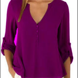 Women V-Neck Summer Casual Long Sleeve Silm Shirt Blouse Camisa Femme Tops Party New 8
