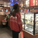 Women's Sweaters Casual Loose Outer Wear Korean Pullovers Students Thickened Red Christmas Warm Vintage Cute Tops