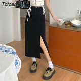 Skirts Women Midi Design Clothes Vintage Retro High Waist Dating Spring Autumn A-line Teens Holiday Female Chic