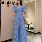 Jumpsuits Woman Dolka Pot High Waist V-neck Chiffon Loose Skinny Elegant