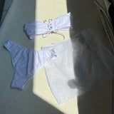 2024 Sexy Solid Color New Chest Three-Piece Set Mesh Swimsuit