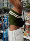 Knit Striped Bandeau Crop Top-Outfit