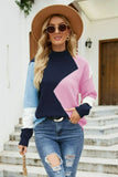 Block Mock Neck Ribbed Trim