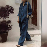 2025 New Women's Long-Sleeved Shirt Loose Pants Two