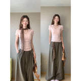 Slim Slimming Waist Sweet Spicy Blouse High-Waisted Penet Broad Leg Trousers
