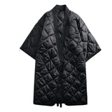 2023 New Spring Autumn V-collar Three-quarter Sleeve Solid Color Bandage Cotton-padded Big Size Coat Women Fashion