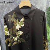 Blusas Mujer De Moda Korean Chic Blouses for Women Chinese Vintage Print Black Shirts Tops Femme Loose Temperament