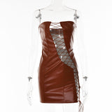 Toloer Women's Winter 2024 New Sexy Strapless Strap To Purse Hip Women's Dress-Outfit