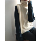 Women's Solid Color High Neck Sleeveless Sweater 2022 Autumn Knitted
