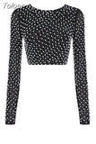 Beading Fashion Top 2023 New Women Long Sleeve Clothes Club Party Sexy Mesh Vintage Elegant