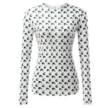Sexy Thin Tight-fitting Fashion Moon Print Long Sleeves T-shirt 2022New Spring Summer Female Ice Silk Sunscreen