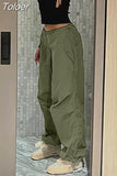 Wide Leg Sweatpants Women Vintage Y2K Punk Streetwear Joggers Solid Low Waist Drawstring Trousers Casual Cargo Pants