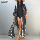 2023 Autumn Beach Kimono Swimwear Women Print Bikini Cover Ups Swimsuit Fashion Loose Plus Size Beachwear Hooded