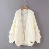 chic jumper white cardigan hand knitted long sleeve autumn winter outwear casual special 3D flower mohair sweaters