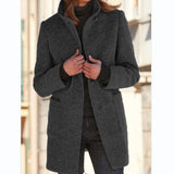 Autumn And Winter Retro Button-Collar Hair Coat Women's