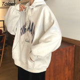 Hat Hoodies Women Print Vintage Loose Front Pockets Aesthetic Winter Thicker Warm Outerwear Hooded Pullover Korean