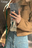 Jacket Woman Turndown Collar Fashion Cropped Tops 2023 Ropa Mujer Casual Vintage Fashion Outwear Women's