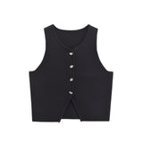 Women's Clothing 2025 Autumn And Winter New Fashion Two-Color Flat Needle Short Vest